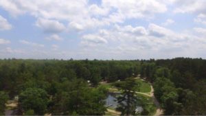 Drone Picture of Evergreen Lodge on Woman Lake Longville Minnesota