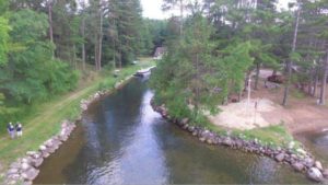 Drone Picture of Evergreen Lodge on Woman Lake Longville Minnesota
