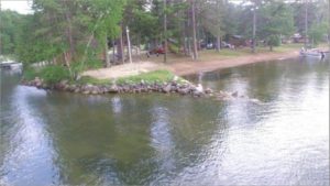 Drone Picture of Evergreen Lodge on Woman Lake Longville Minnesota