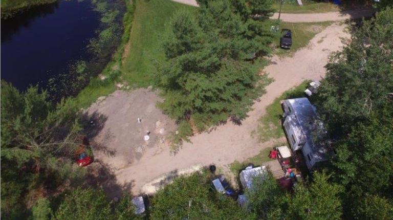 Drone Picture of Evergreen Lodge on Woman Lake Longville Minnesota