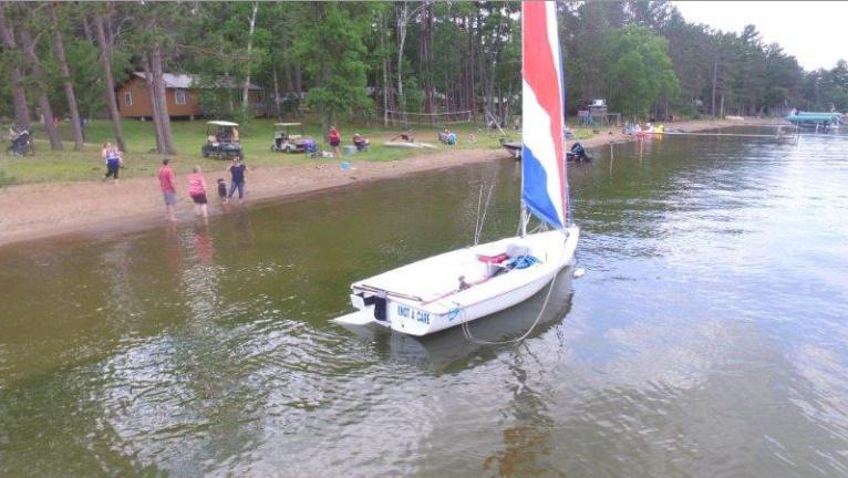 Drone Picture of Evergreen Lodge on Woman Lake Longville Minnesota