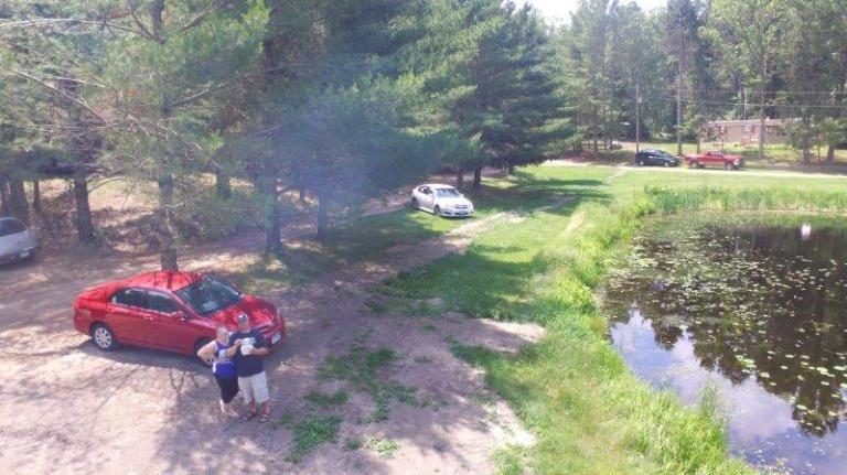 Drone Picture of Evergreen Lodge on Woman Lake Longville Minnesota