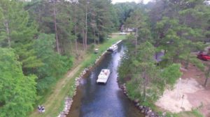 Drone Picture of Evergreen Lodge on Woman Lake Longville Minnesota