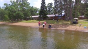 Drone Picture of Evergreen Lodge on Woman Lake Longville Minnesota