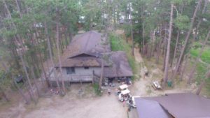 Drone Picture of Evergreen Lodge on Woman Lake Longville Minnesota