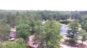Drone Picture of Evergreen Lodge on Woman Lake Longville Minnesota