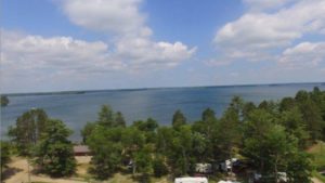 Drone Picture of Evergreen Lodge on Woman Lake Longville Minnesota