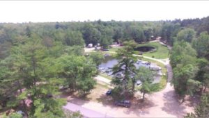 Drone Picture of Evergreen Lodge on Woman Lake Longville Minnesota