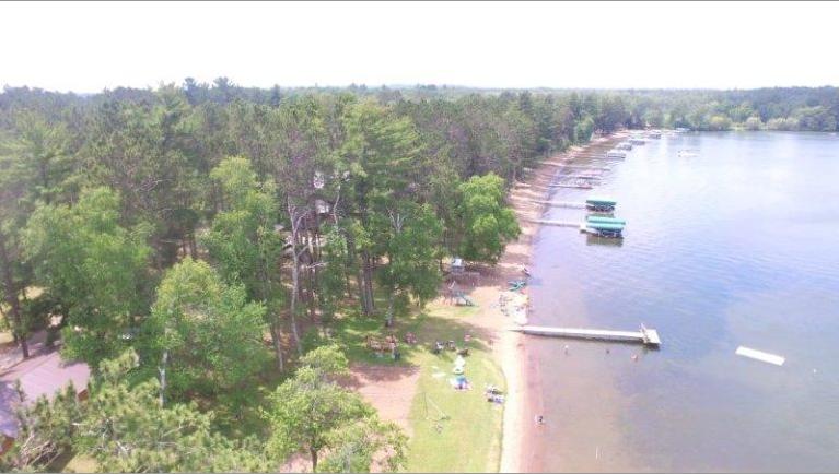 Drone Picture of Evergreen Lodge on Woman Lake Longville Minnesota