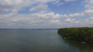Drone Picture of Evergreen Lodge on Woman Lake Longville Minnesota