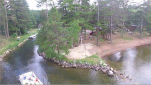 Drone Picture of Evergreen Lodge on Woman Lake Longville Minnesota