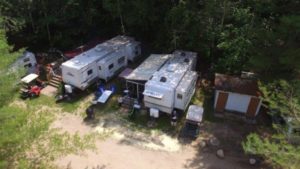 Drone Picture of Evergreen Lodge on Woman Lake Longville Minnesota