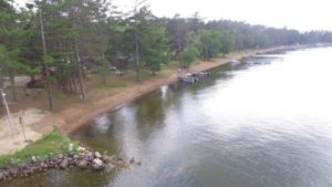 Drone Picture of Evergreen Lodge on Woman Lake Longville Minnesota
